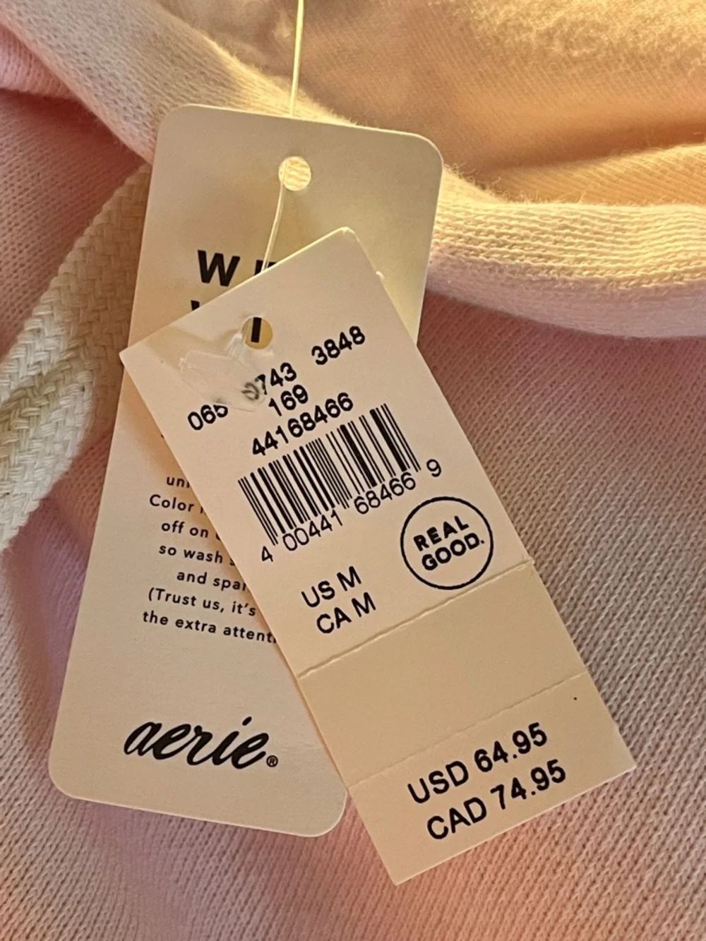❗️Sold❗️Aerie Oversized Travel Hoodie Pink Petal Longer Length Size M NWT - Picture 7 of 11